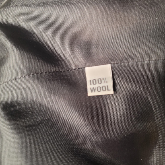 VTG Rickie Freeman Teri John Blazer Jacket 2 Black Wool Pinstripes Gold Longline - Picture 9 of 16